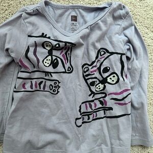 Tea Collection Lavender Long Sleeve Tee with Tiger Graphic